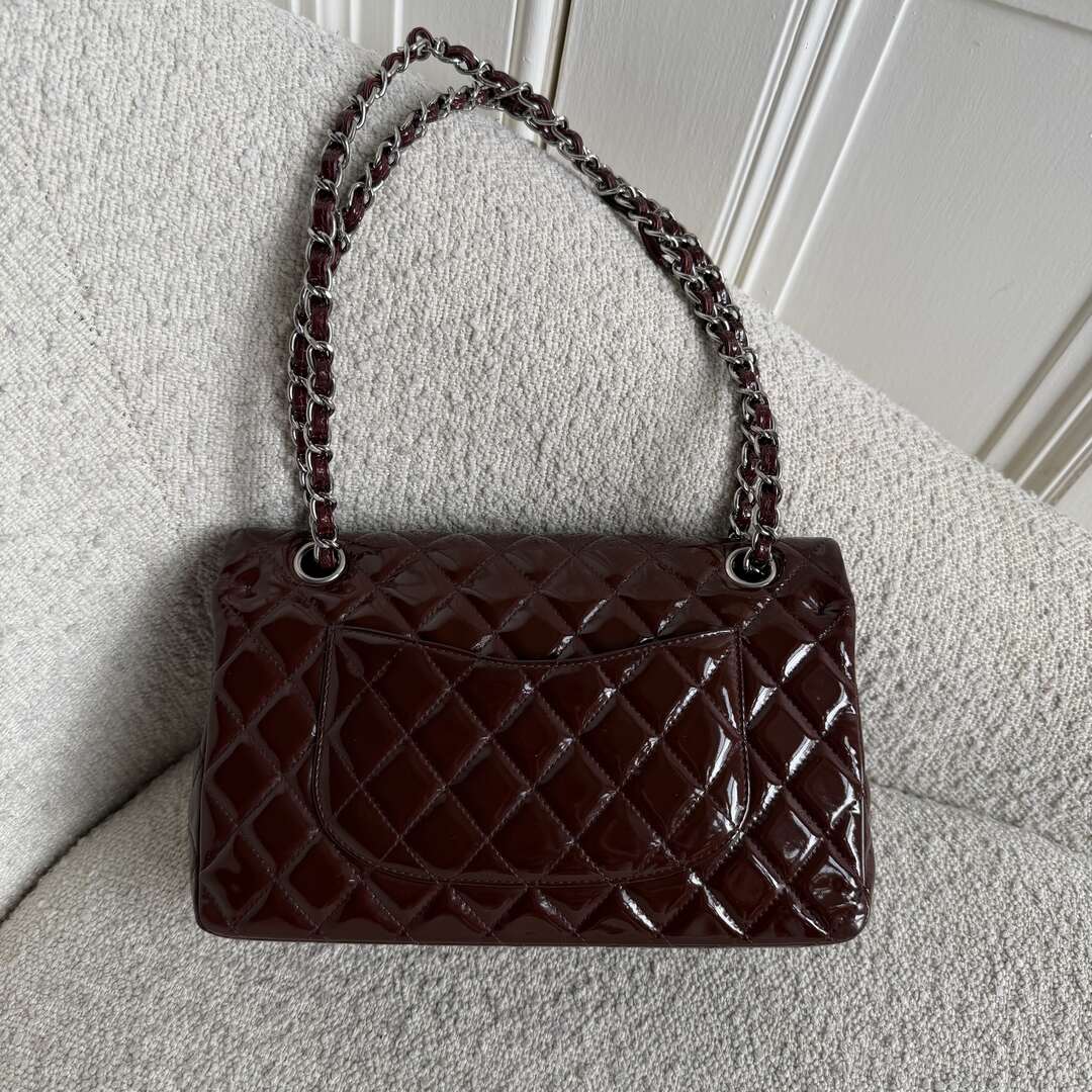 2010 Chanel Timeless Classic Patent Bordeaux Flap Shoulder Bag