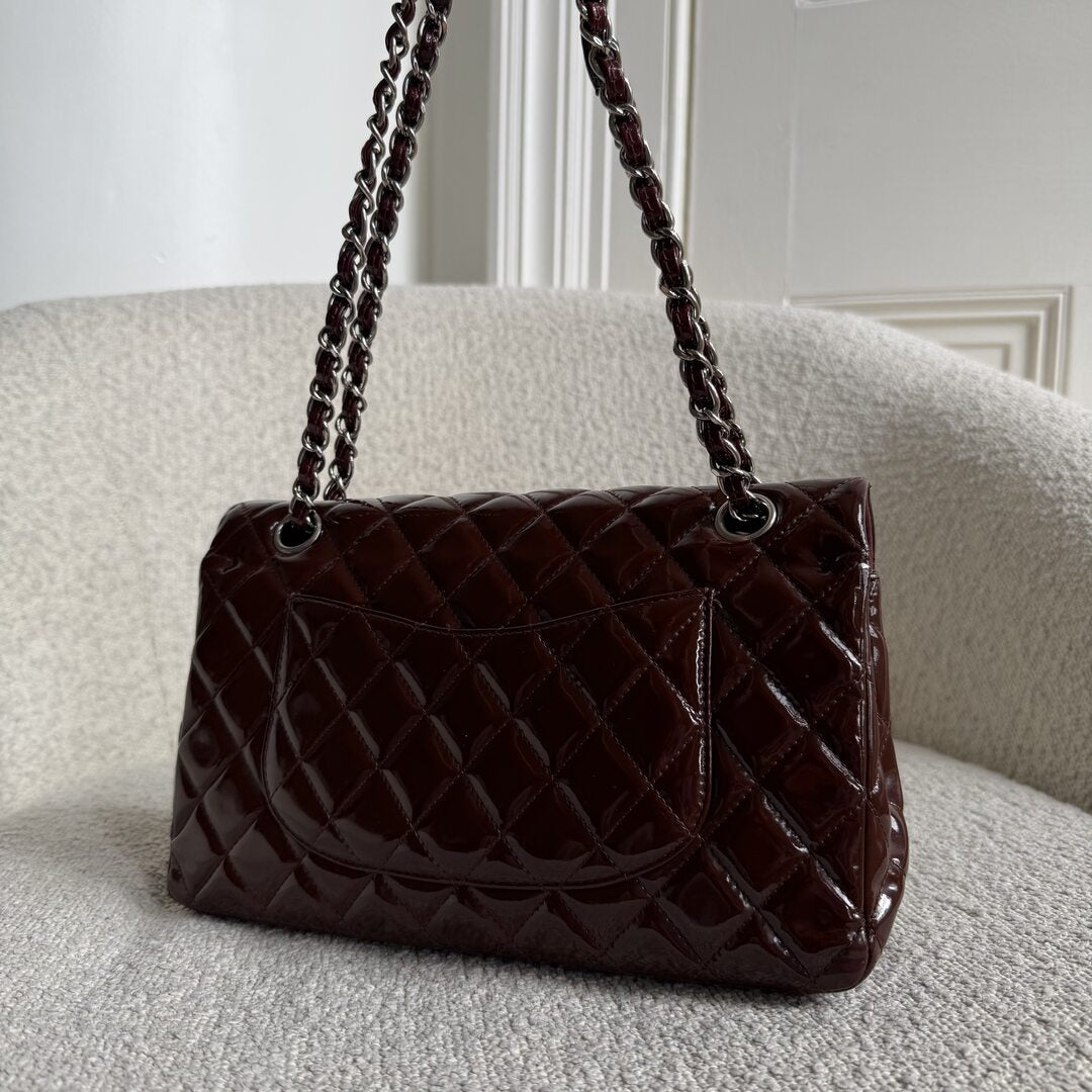 2010 Chanel Timeless Classic Patent Bordeaux Flap Shoulder Bag