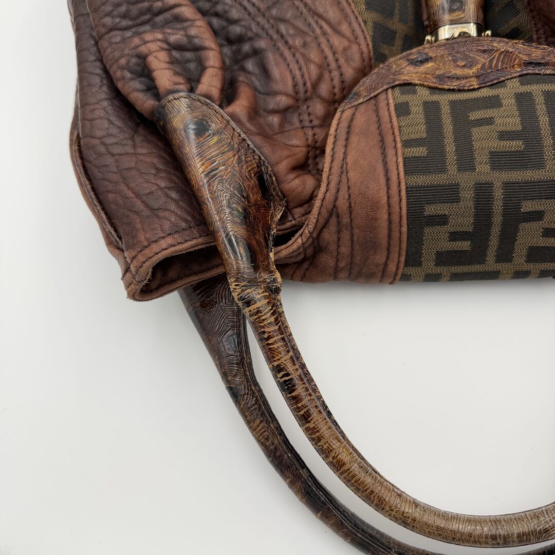 Fendi Zucca Spy Brown Handbag