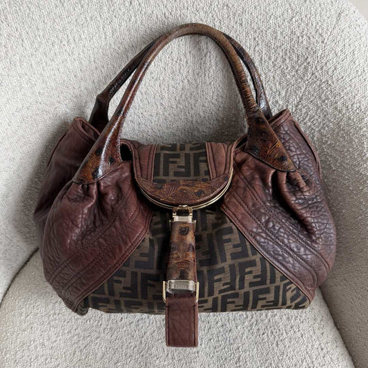 Fendi Zucca Spy Brown Handbag