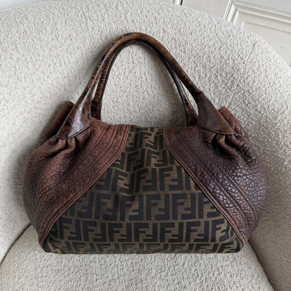 Fendi Zucca Spy Brown Handbag