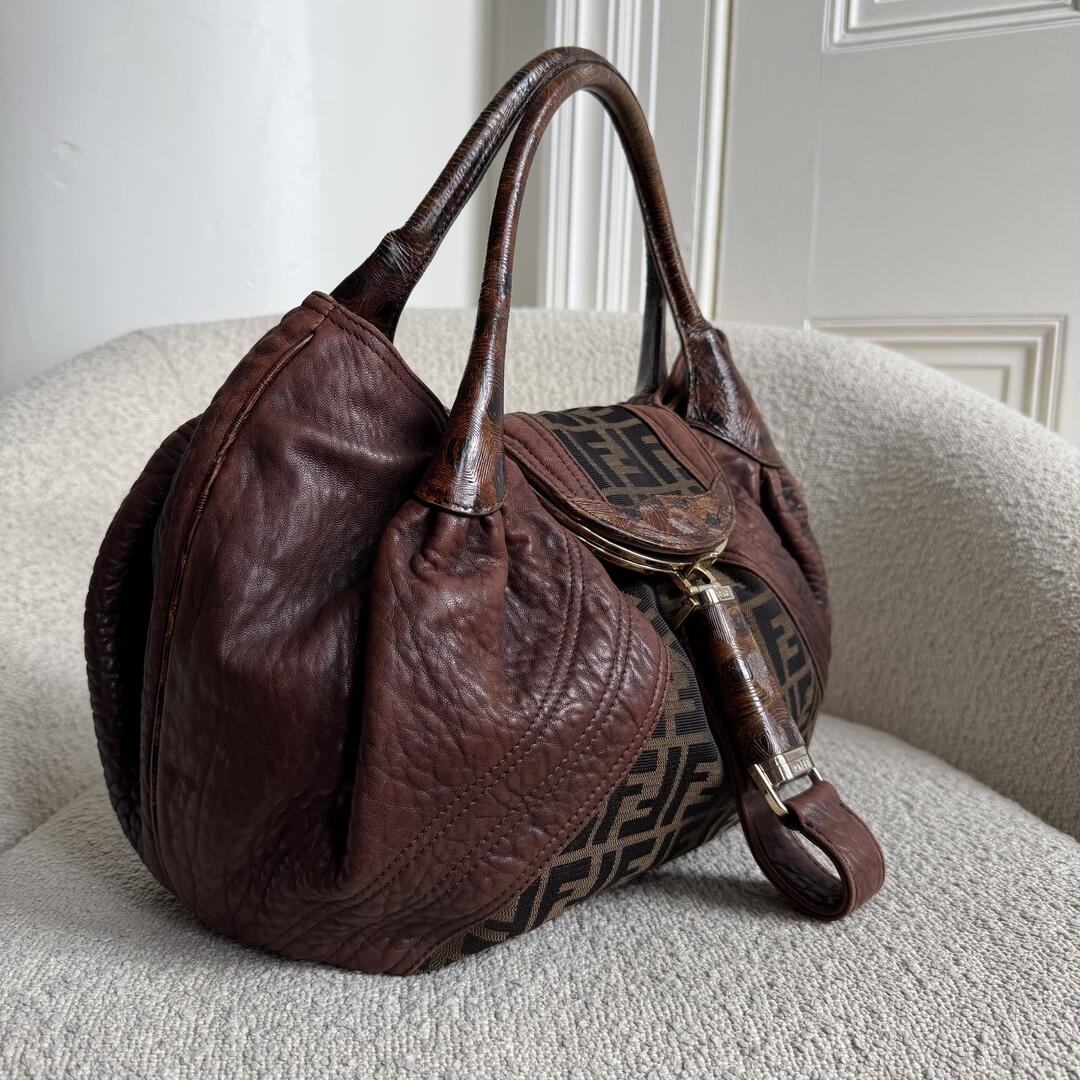 Fendi Zucca Spy Brown Handbag