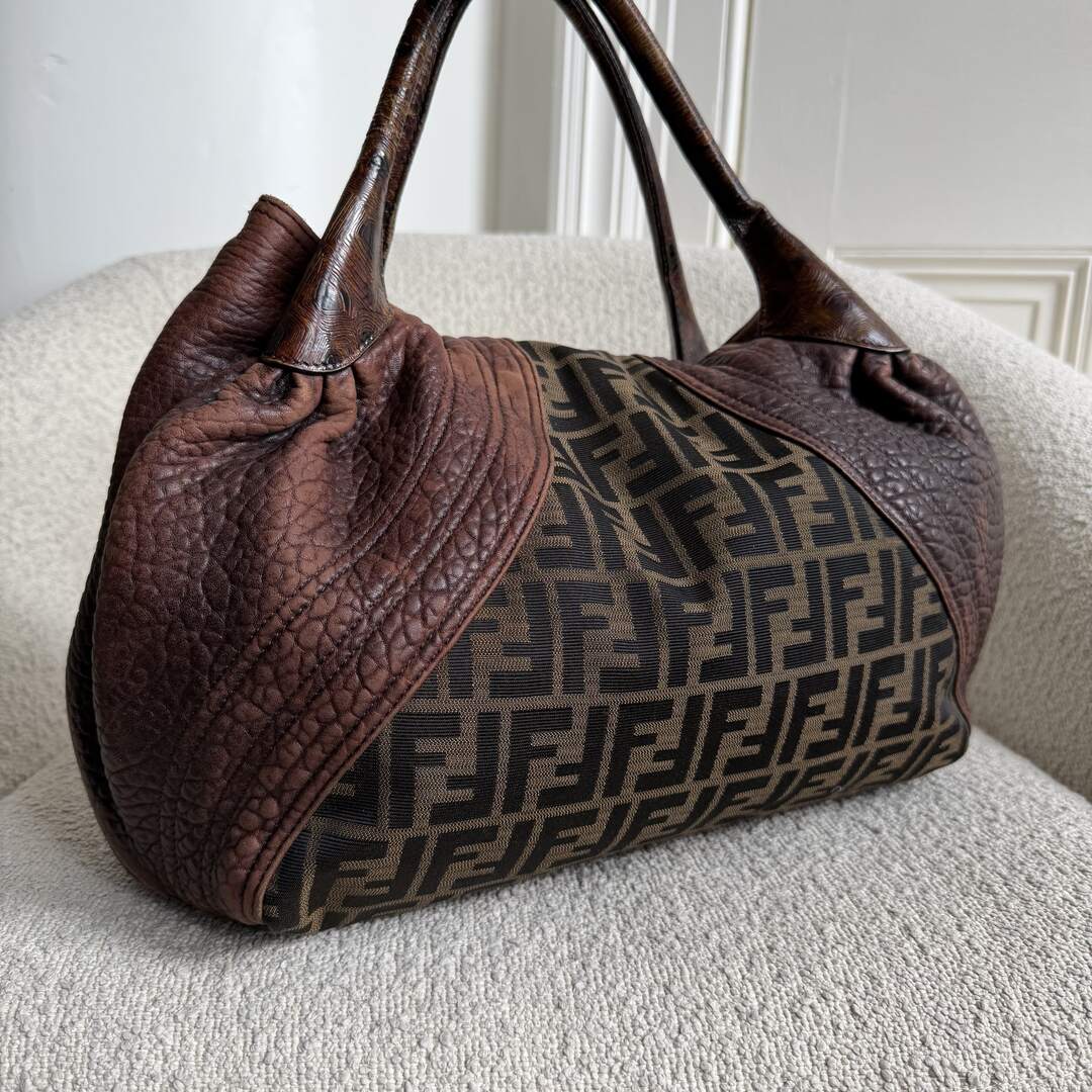 Fendi Zucca Spy Brown Handbag