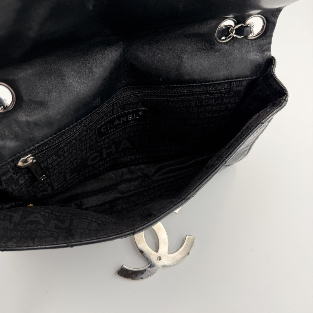 2005 Chanel Oversized CC Diamond Stitch Flap Black Shoulder Bag