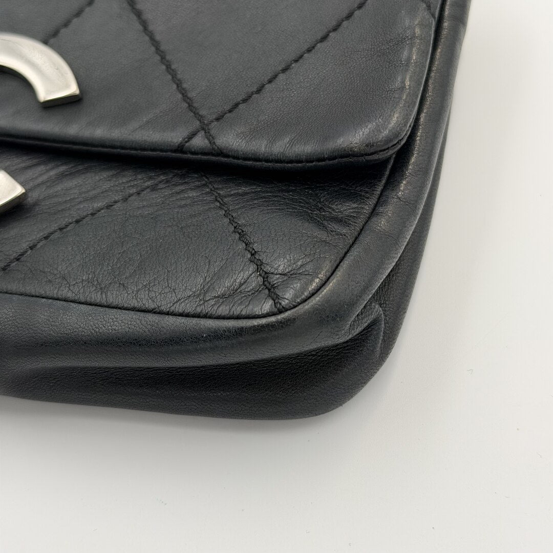 2005 Chanel Oversized CC Diamond Stitch Flap Black Shoulder Bag