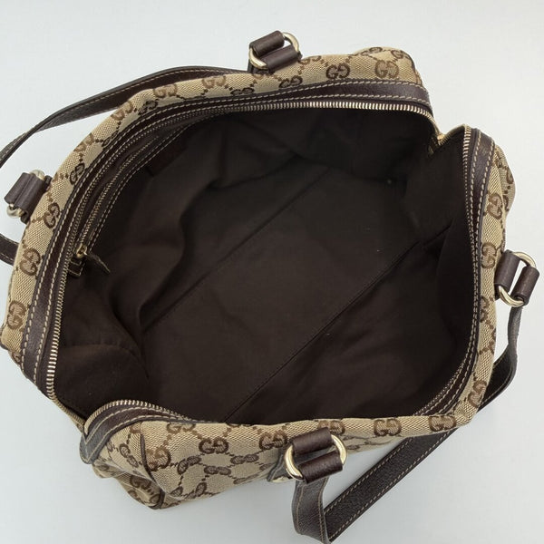 Gucci GG Canvas Charmy Boston Brown Shoulder Bag