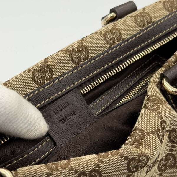 Gucci GG Canvas Charmy Boston Brown Shoulder Bag
