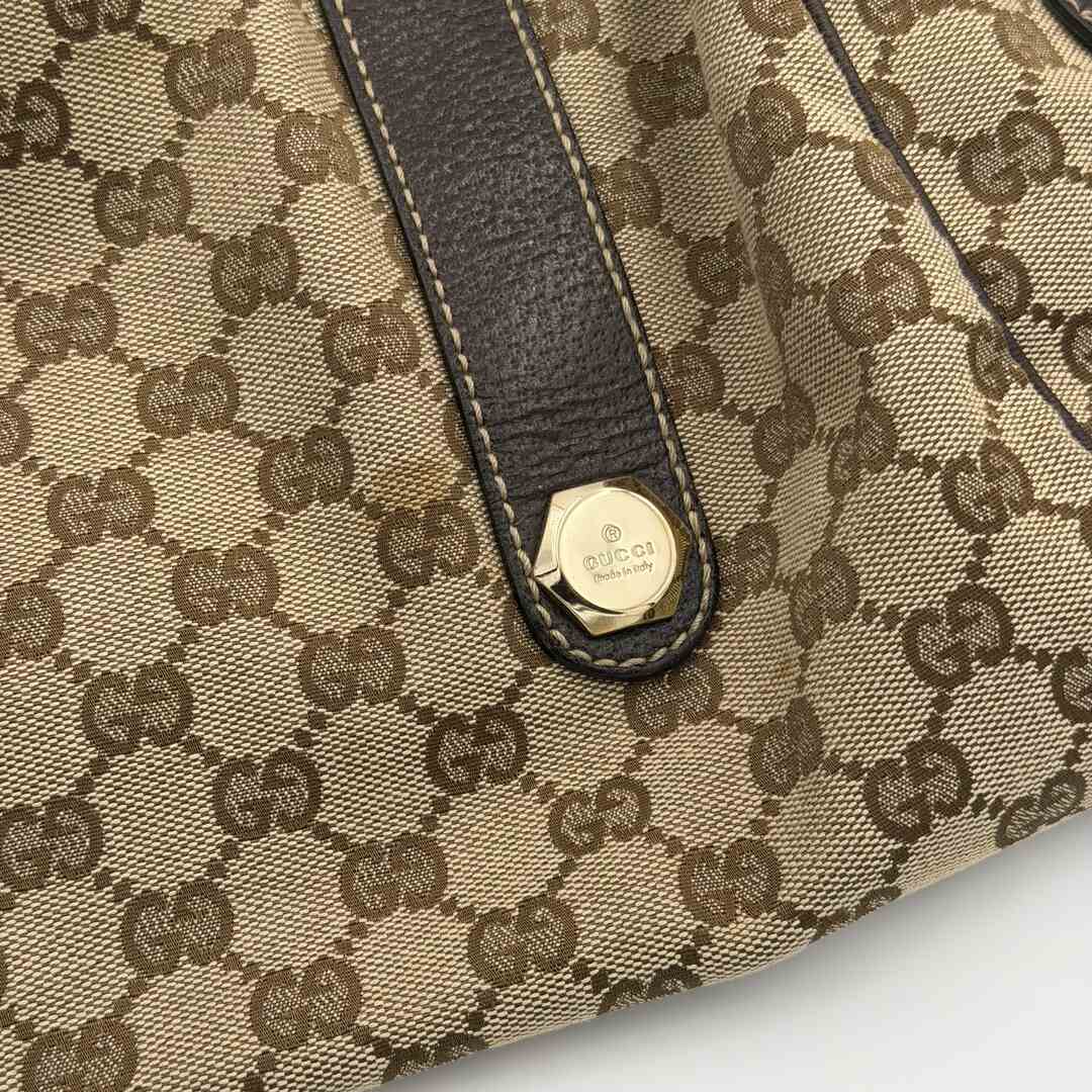 Gucci GG Canvas Charmy Boston Brown Shoulder Bag