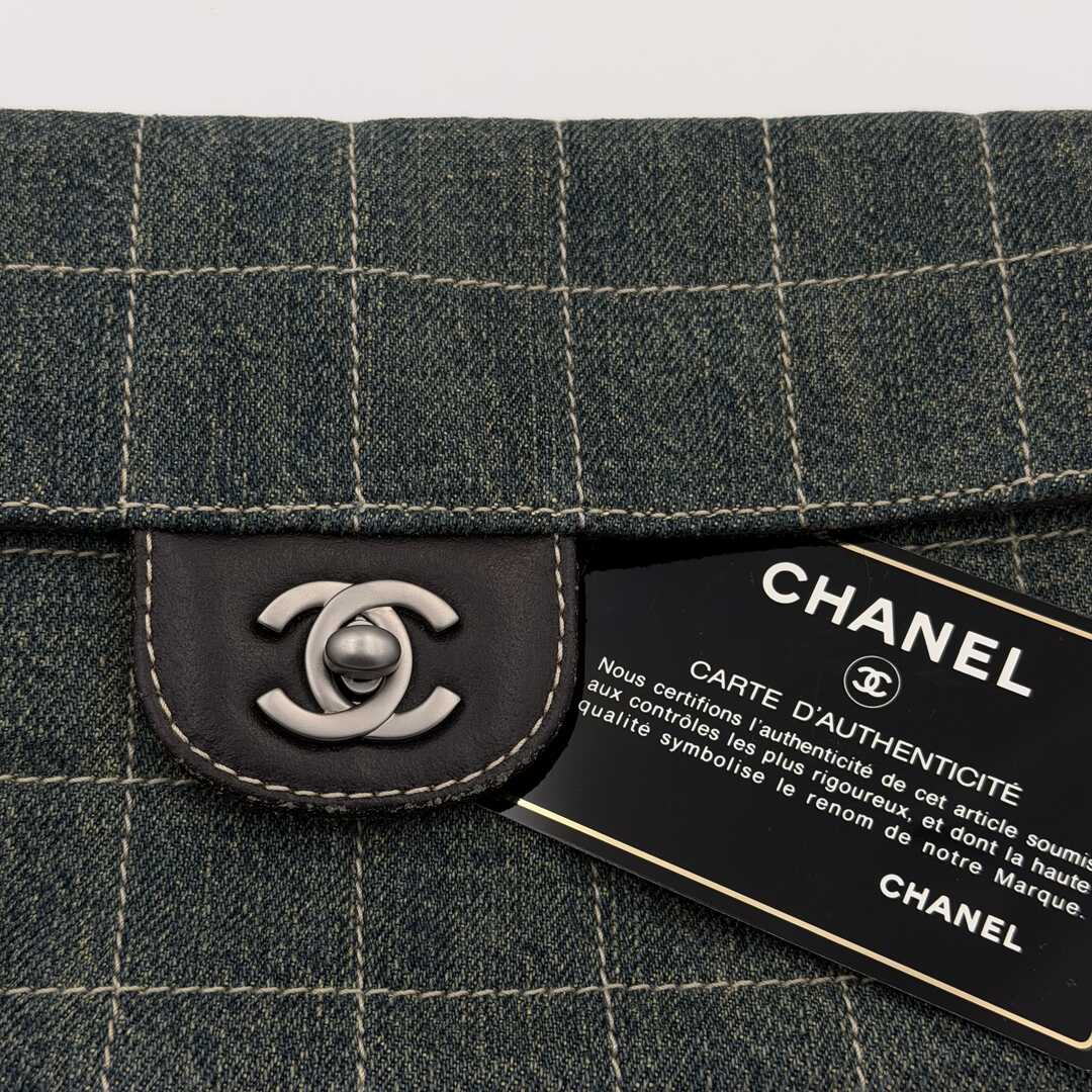 2000 Chanel Blue Denim Chocolate Bar Flap Mini Shoulder Bag