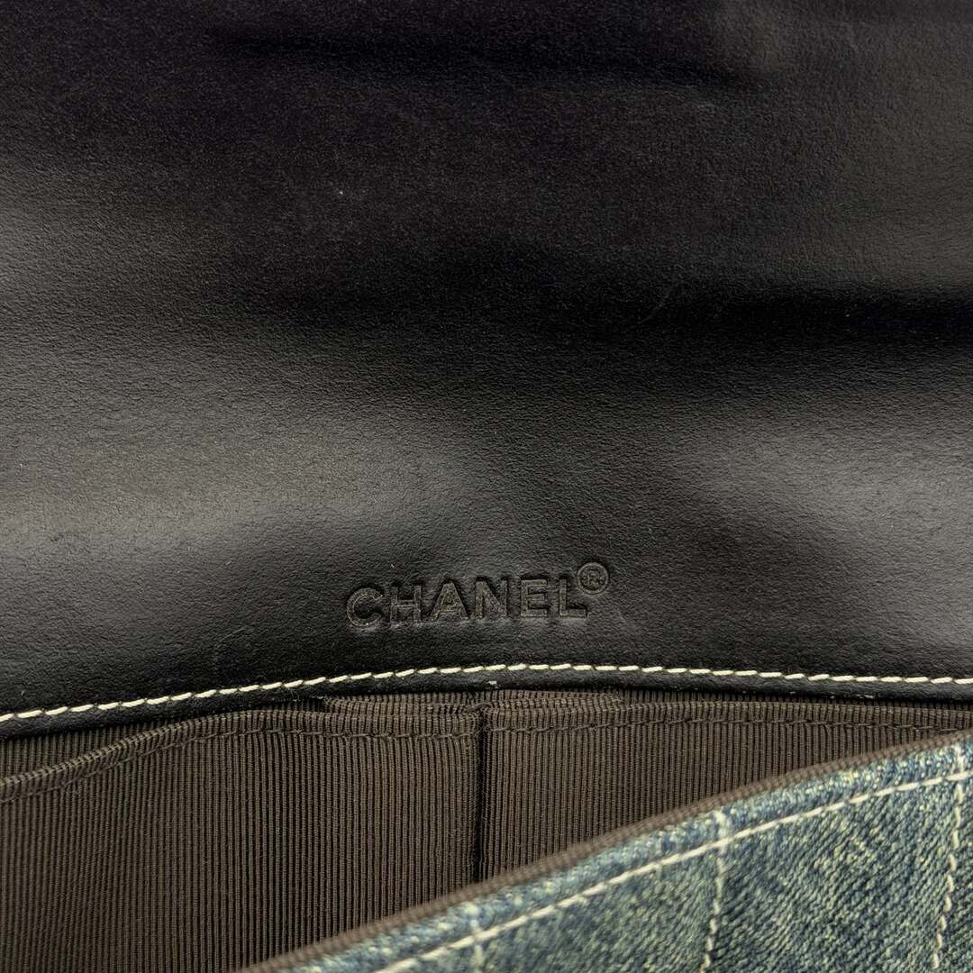 2000 Chanel Blue Denim Chocolate Bar Flap Mini Shoulder Bag