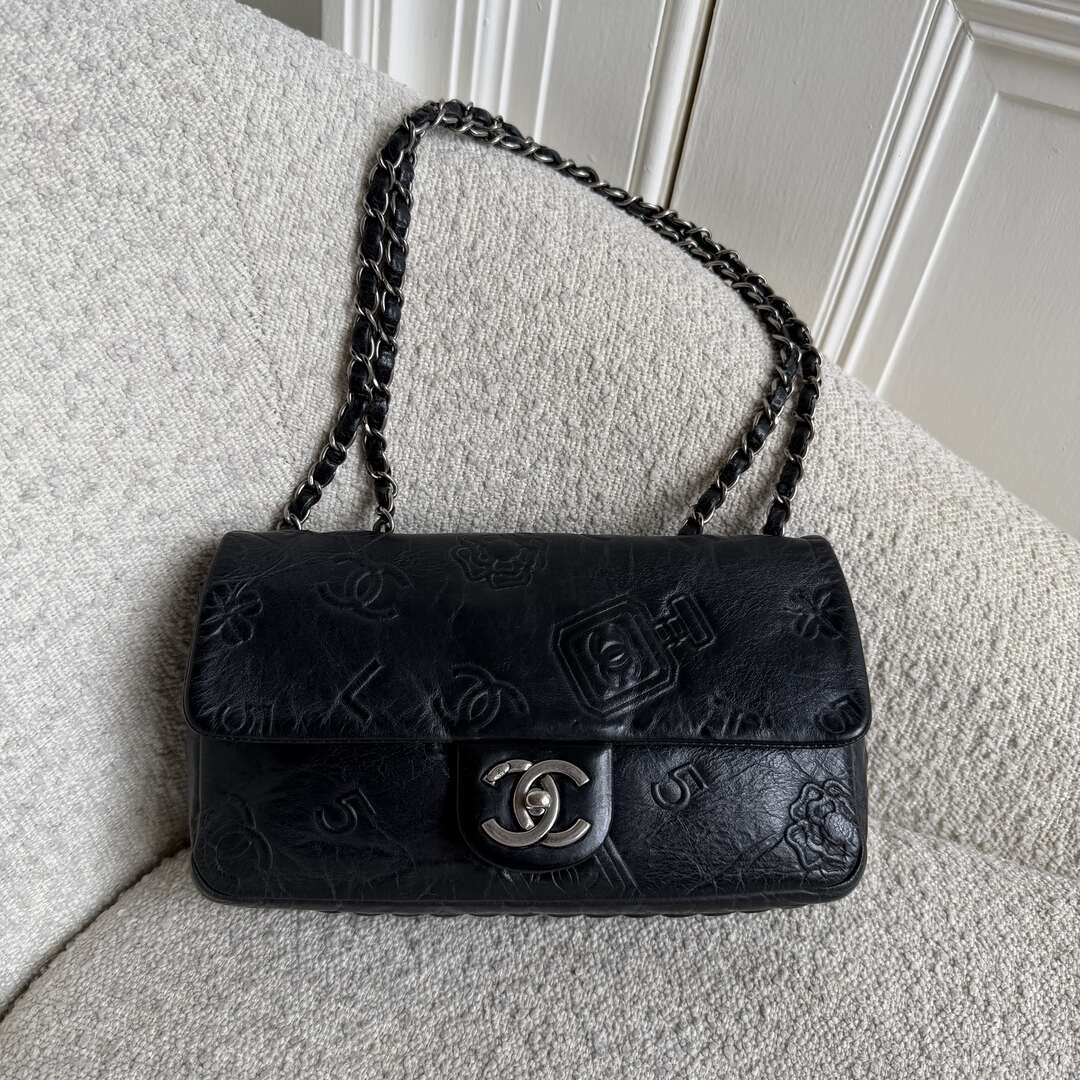 2016 Chanel Icon Precious Symbols Black Flap Shoulder Bag