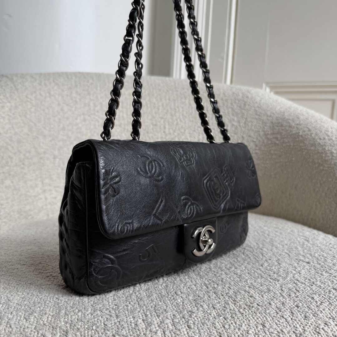 2016 Chanel Icon Precious Symbols Black Flap Shoulder Bag