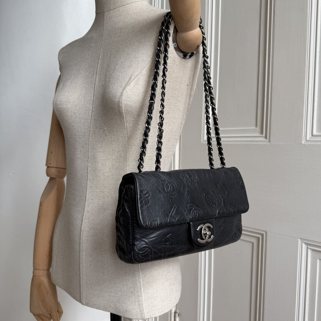 2016 Chanel Icon Precious Symbols Black Flap Shoulder Bag