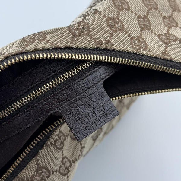 Gucci GG Canvas Horsebit Hobo Brown Shoulder Bag