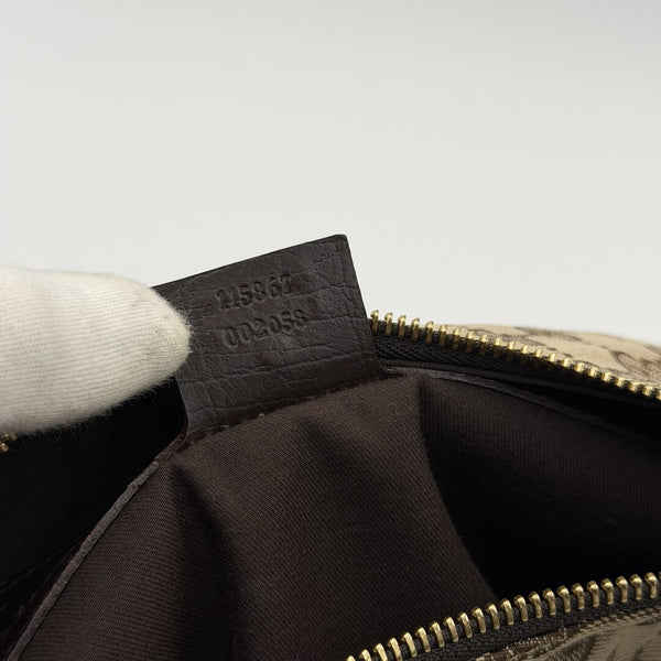 Gucci GG Canvas Horsebit Hobo Brown Shoulder Bag