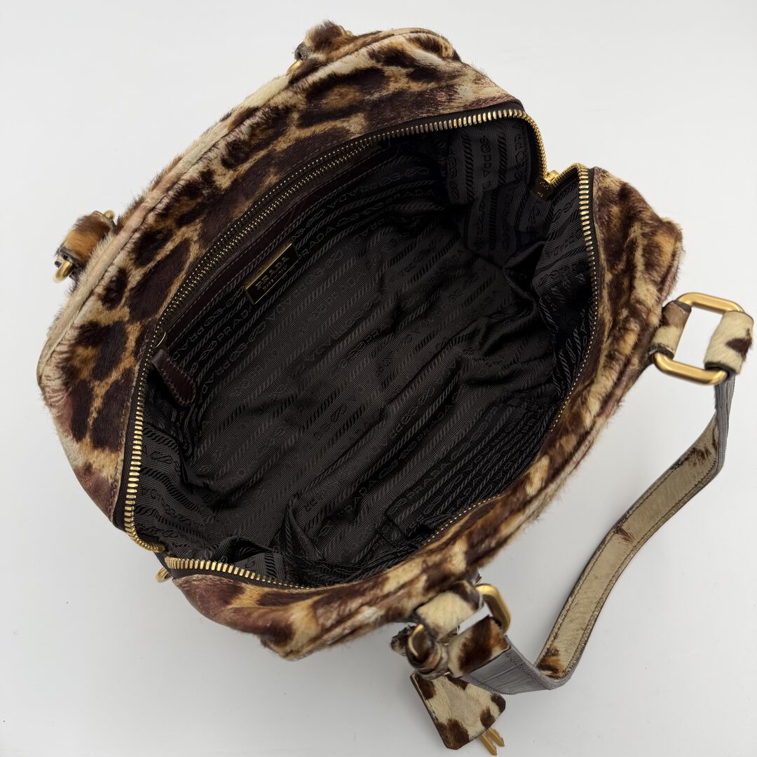 RARE Prada Leopard Print Calf Hair Shoulder Bag