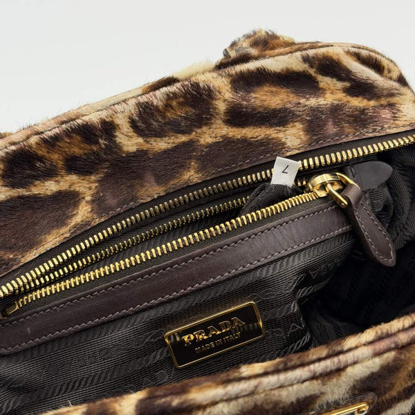RARE Prada Leopard Print Calf Hair Shoulder Bag