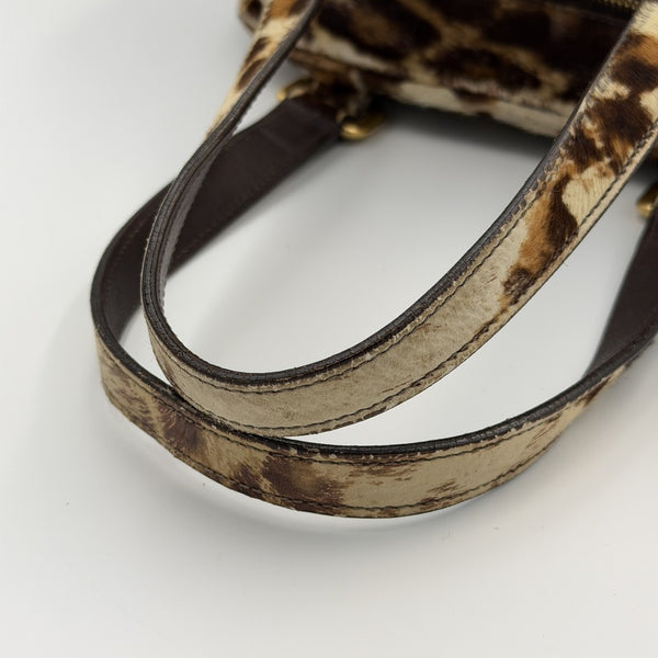 RARE Prada Leopard Print Calf Hair Shoulder Bag