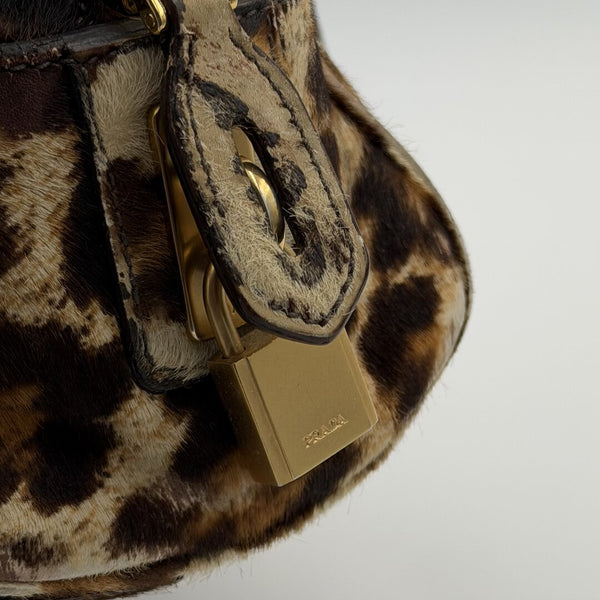 RARE Prada Leopard Print Calf Hair Shoulder Bag