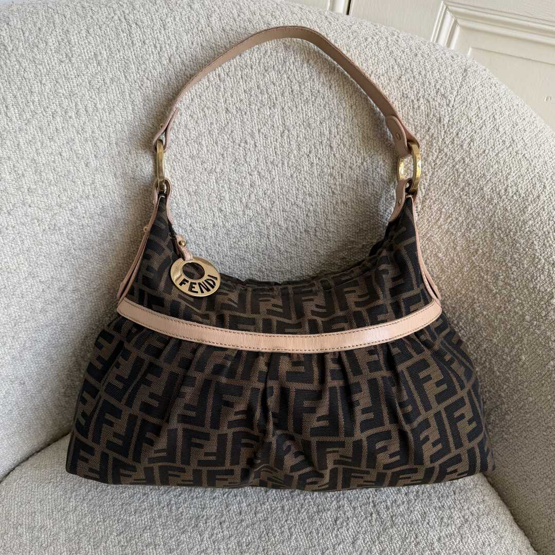 Fendi Zucca Chef Pink Shoulder Bag