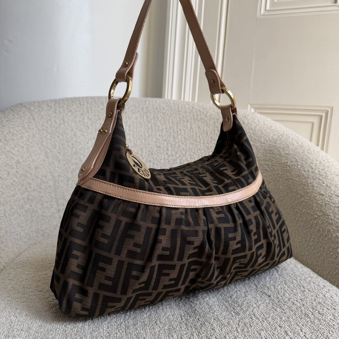 Fendi Zucca Chef Pink Shoulder Bag
