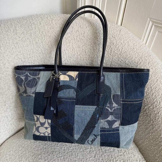 Coach Patchwork Signature Denim Tote Bag