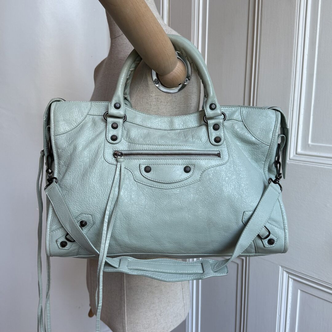 2014 Balenciaga The City Leather Baby Blue Handbag