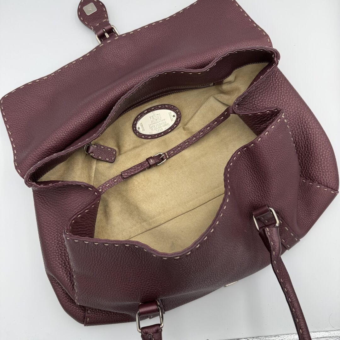 Fendi Selleria Bordeaux Leather Shoulder Bag