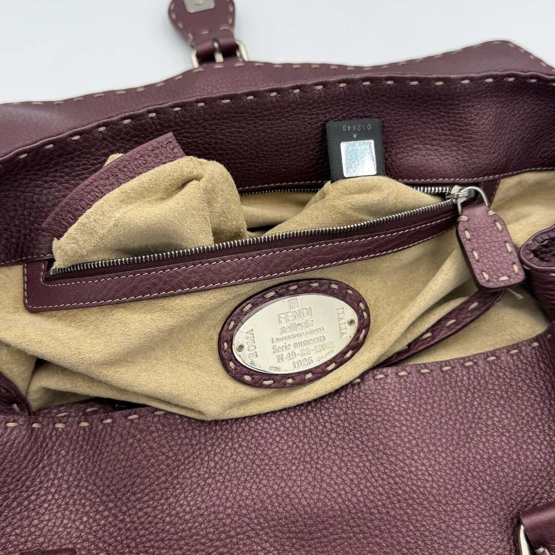 Fendi Selleria Bordeaux Leather Shoulder Bag