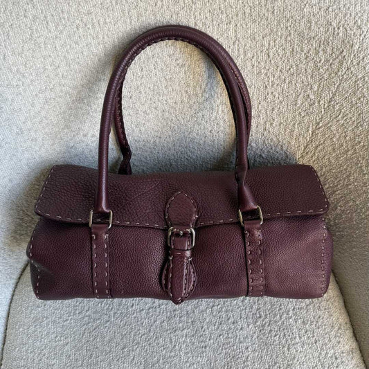 Fendi Selleria Bordeaux Leather Shoulder Bag