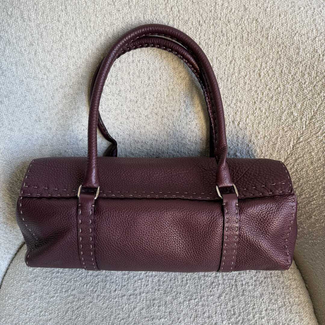 Fendi Selleria Bordeaux Leather Shoulder Bag