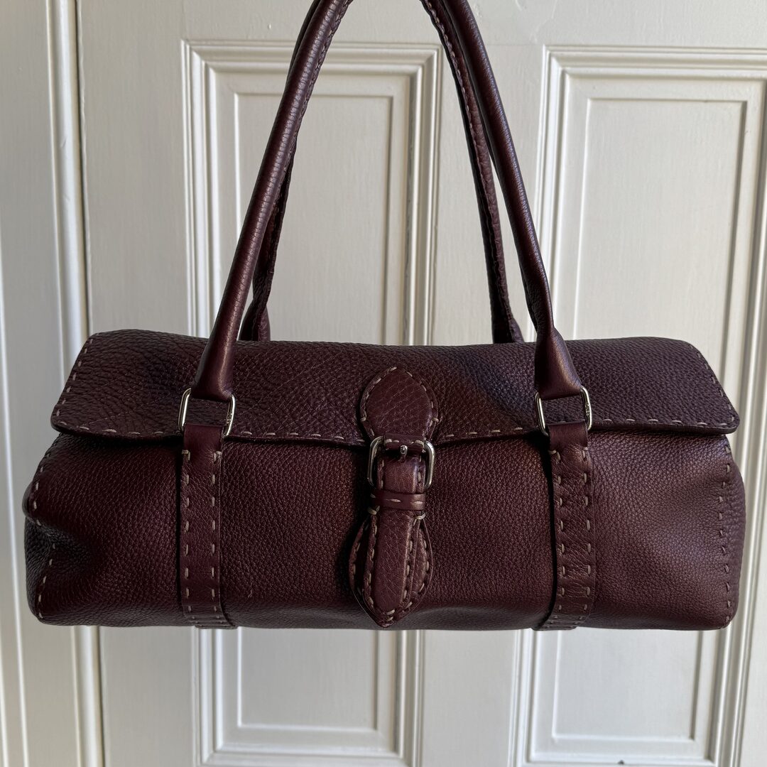 Fendi Selleria Bordeaux Leather Shoulder Bag
