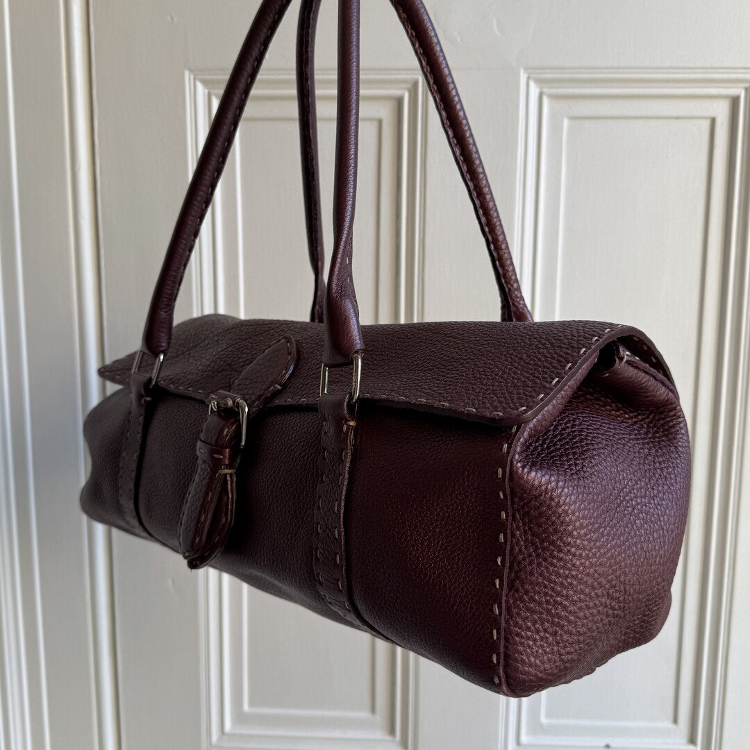 Fendi Selleria Bordeaux Leather Shoulder Bag