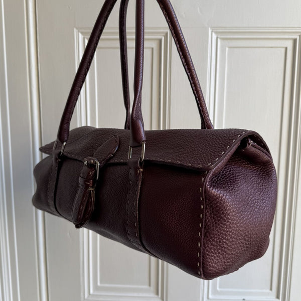 Fendi Selleria Bordeaux Leather Shoulder Bag