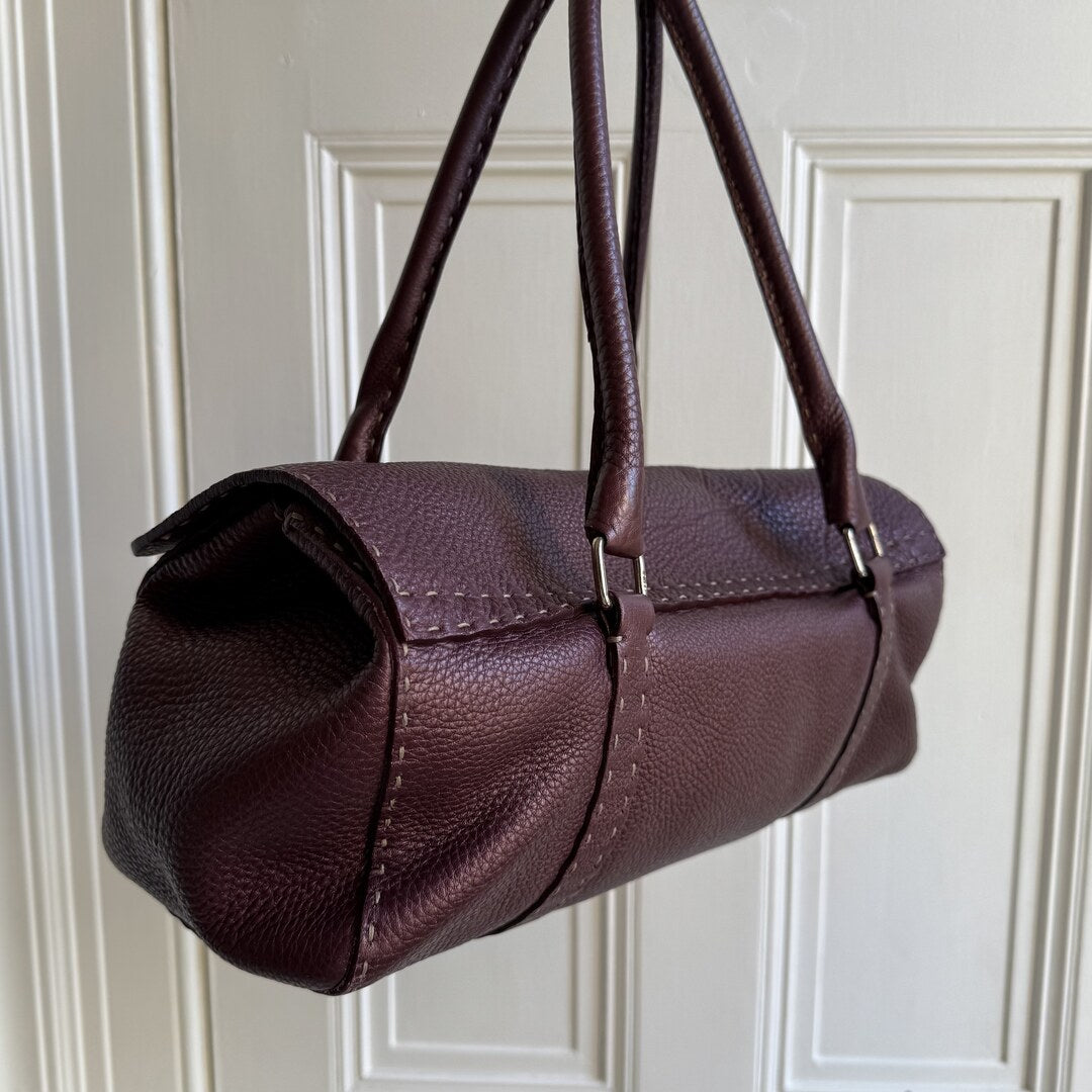 Fendi Selleria Bordeaux Leather Shoulder Bag