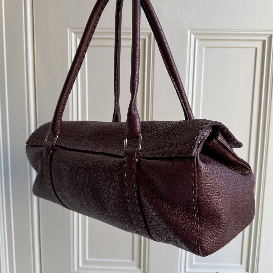 Fendi Selleria Bordeaux Leather Shoulder Bag