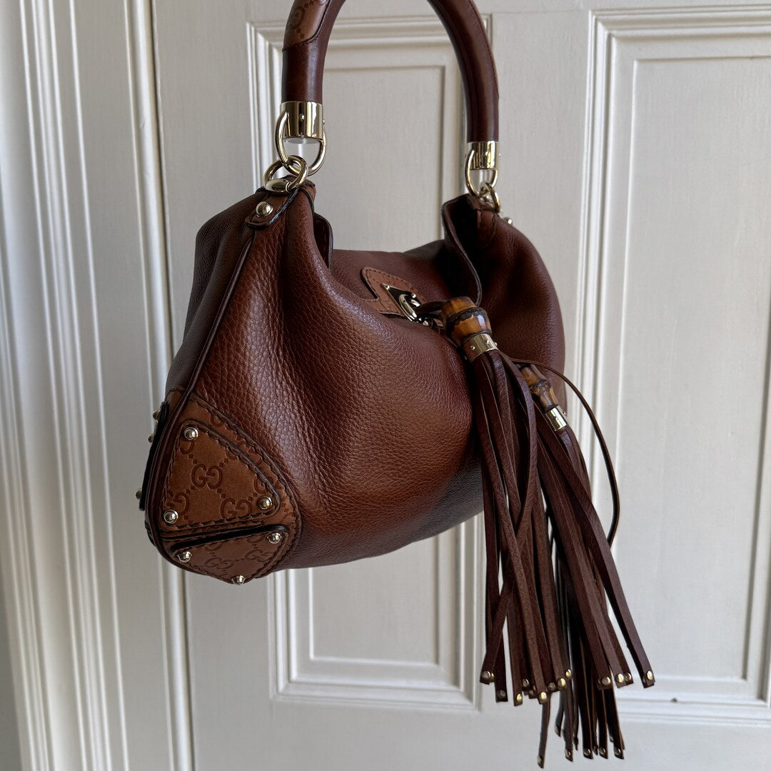 Gucci Indy Guccissima Brown Leather Shoulder Bag