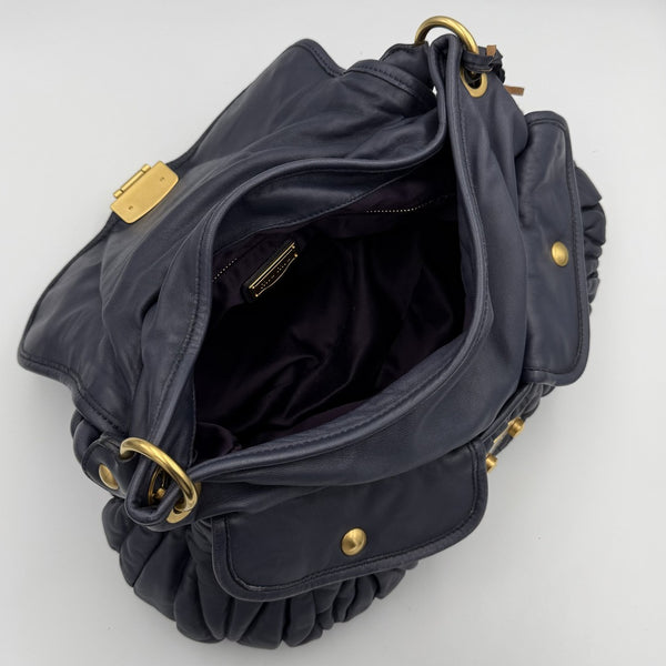 Miu Miu Matelasse Leather Navy Blue Shoulder Bag
