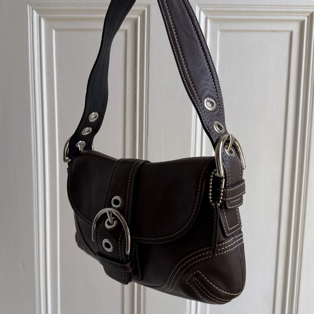 Coach Mini Soho Leather Dark Brown Shoulder Bag