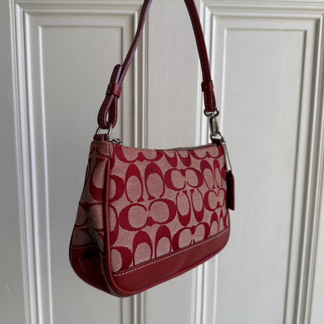 Rare Coach Signature Demi Red Shoulder Bag