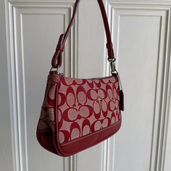Rare Coach Signature Demi Red Shoulder Bag
