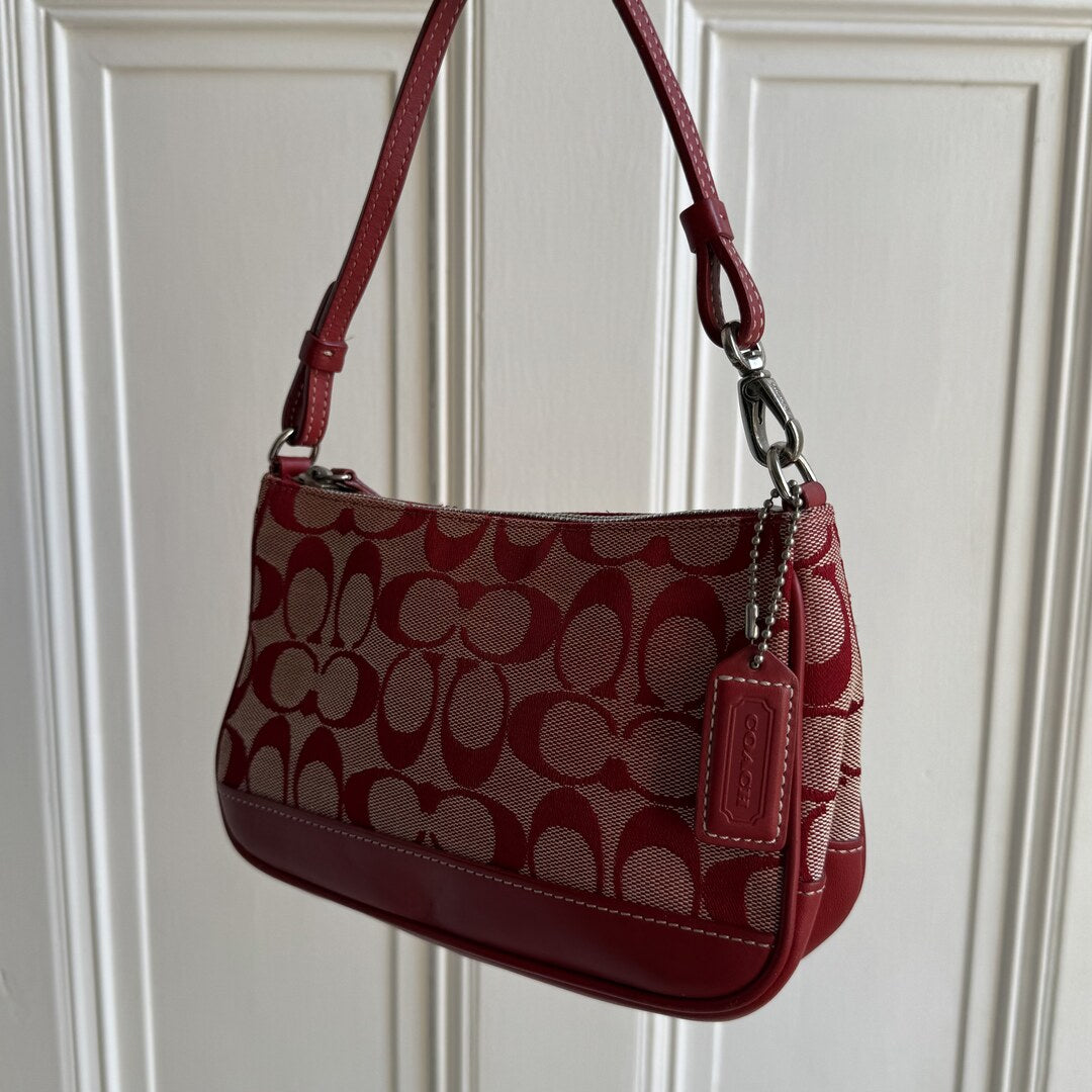 Rare Coach Signature Demi Red Shoulder Bag