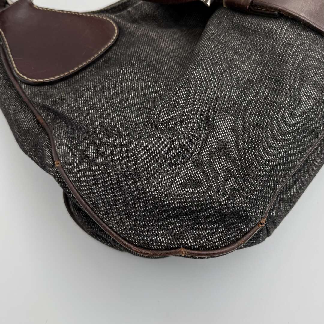 Prada Moon Denim Brown Leather Shoulder Bag