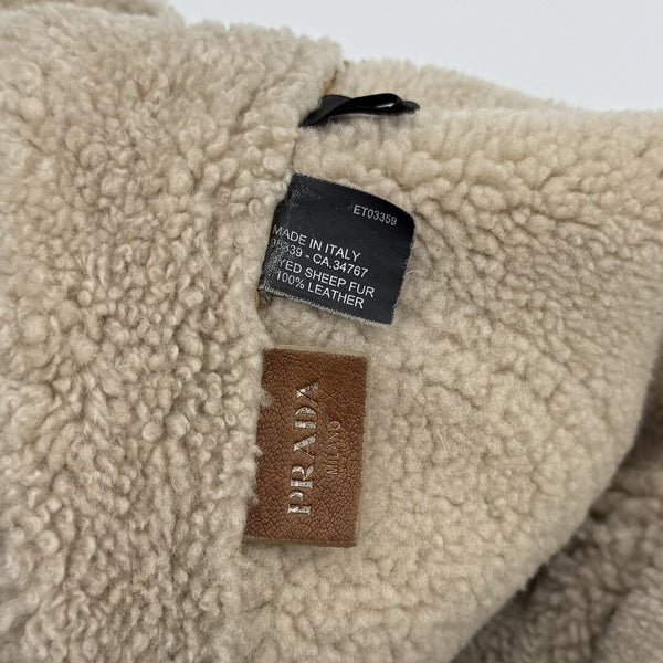 Prada Shearling Hobo Brown Shoulder Bag