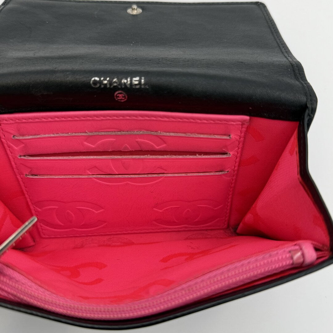 2005 Chanel CC Cambon Black Leather Wallet