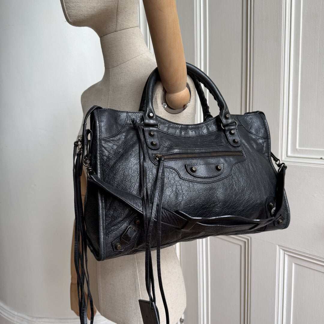2010 Balenciaga The City Leather Black Bag