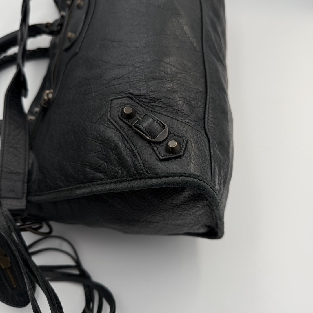 2010 Balenciaga The City Leather Black Bag