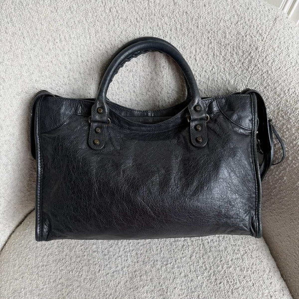 2010 Balenciaga The City Leather Black Bag