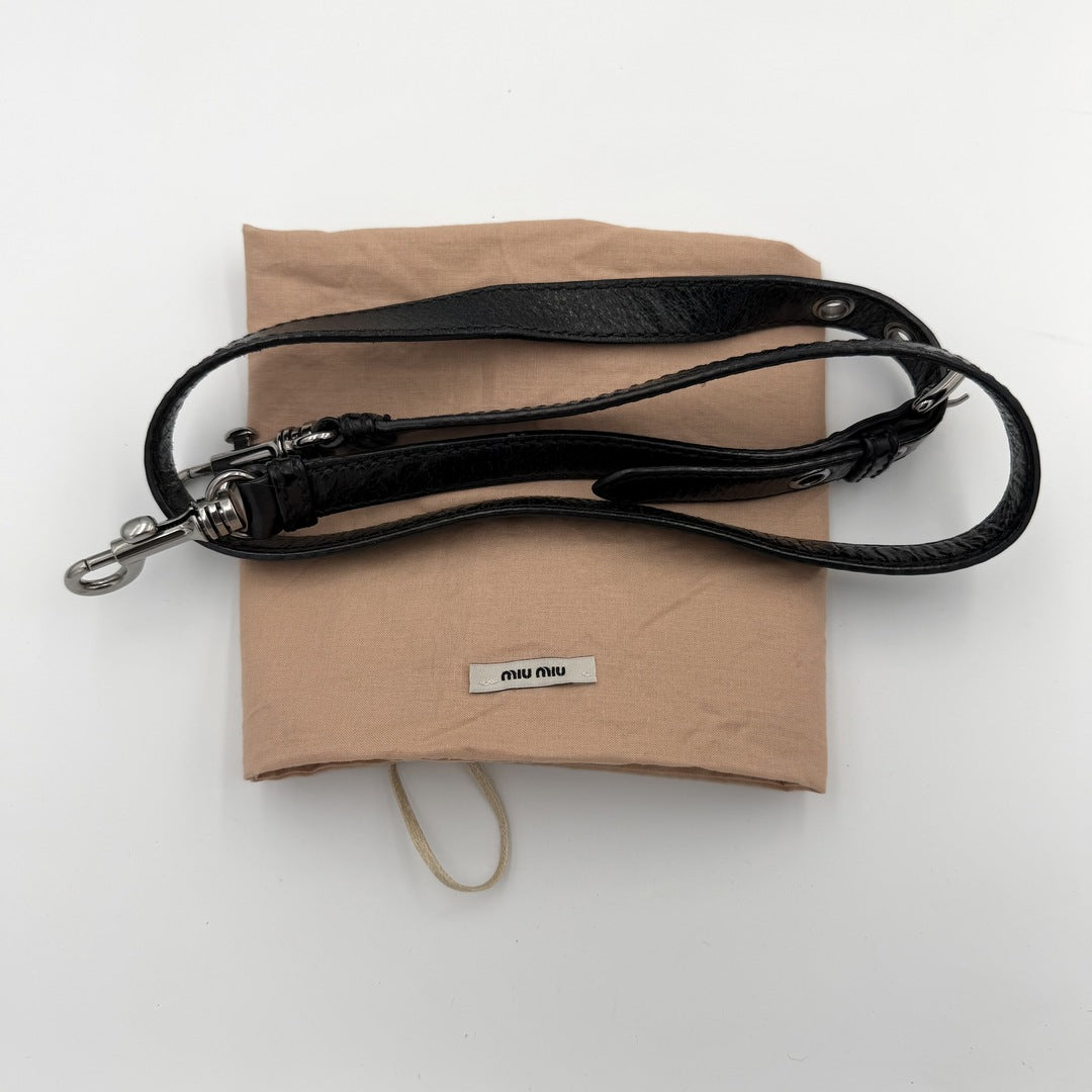 Miu Miu Studded Charm Black Leather Mini Shoulder Bag