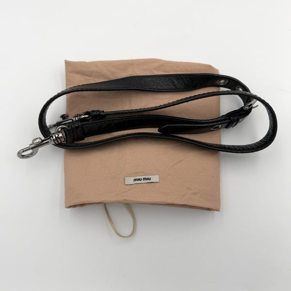 Miu Miu Studded Charm Black Leather Mini Shoulder Bag